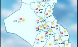 الأنواء الجوية: ارتفاع درجات الحرارة و50 مئوية في البصرة وميسان